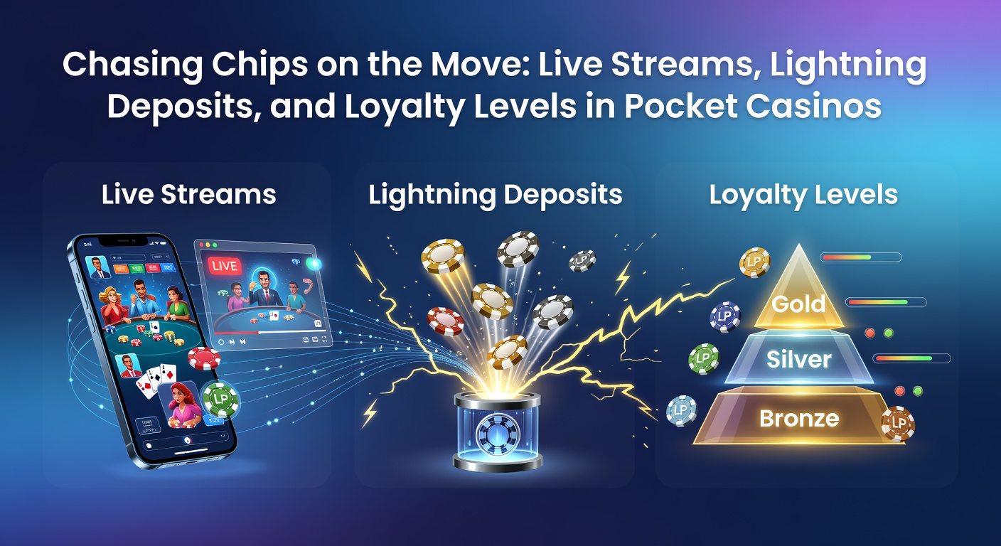 Blitzschnelle Einzahlung auf einem Mobile-Casino-Screen mit Lightning-Bolzen-Icons, daneben ein Live-Stream-Fenster und Loyalty-Punkte, die aufleuchten